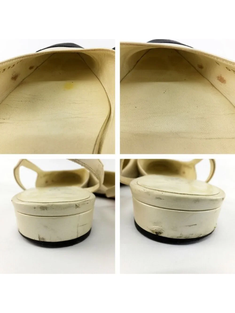 Chanel Ten Slingback Pumps Bicolor White Equivalent CC Logo Shoes 38.5